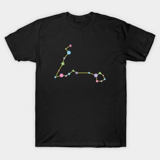 Pisces Zodiac Constellation in Rainbow Pastels - Black T-Shirt